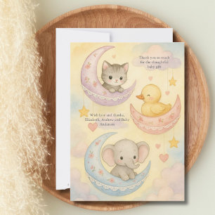 Halvmåne Baby Djur Baby Shower Ny Bebis Tack Kort