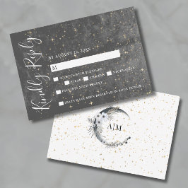 Halvmåne Guld Celestial Bröllop RSVP-kort OSA Kort