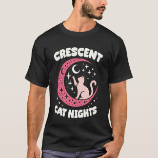 Halvmåne Katt Nätter Design Söt Katt På Månen T Shirt