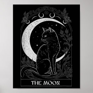 Halvmåne Katt Tarotkort Grafik För Tarot Katt Poster