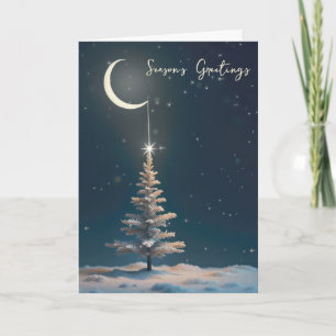 Halvmåne med julstjärna helgkort