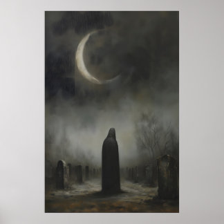 Halvmåne Mörka Gravstenar Kyrkogård Begravningspla Poster
