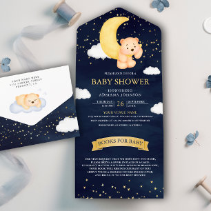 Halvmåne Navyblå Teddybjörn Bebis Bebis Shower