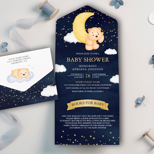 Halvmåne Navyblå Teddybjörn Bebis Bebis Shower (Skapare uppladdad)