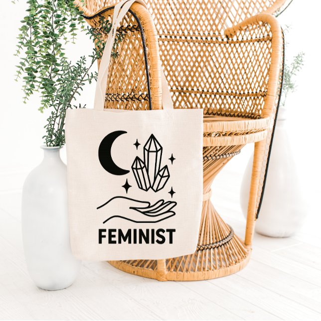 Halvmåne och kristallmagisk totebaggesign tygkasse (Skapare uppladdad)