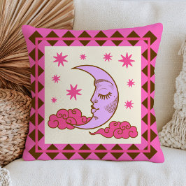 Halvmåne och stjärnor BOHO Chic Rosa Celestial Kudde