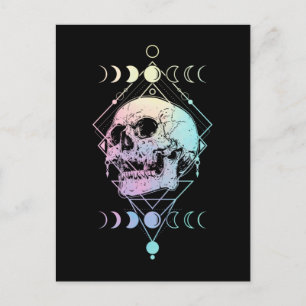 Halvmåne Skalle Ockult Häxkonst Pastell Goth Vykort