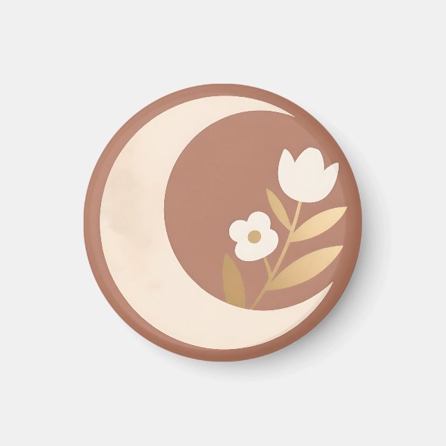 Halvmåne Tulpan Floral Minimalism Magnet (Framsidan)