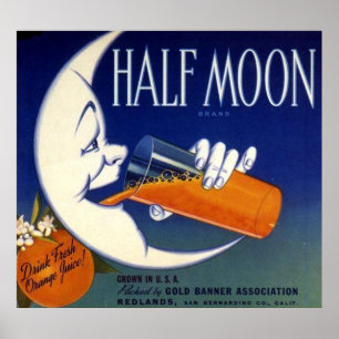 Halvmånen brännmärker orangar lådaetiketten poster