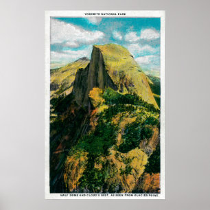 Halvmåns- och molnvila från Glacier Point Poster