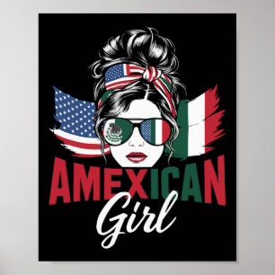 Halvmexikansk halvt amerikansk USA-flagga Mexiko A Poster