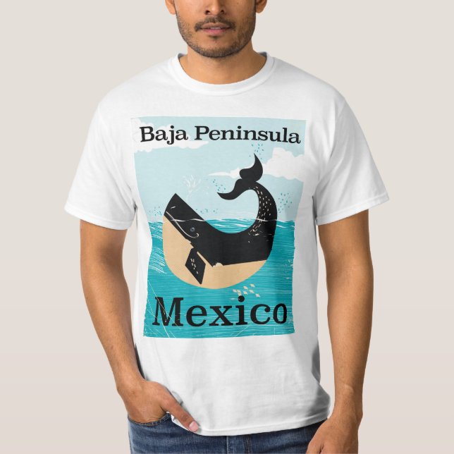 halvön Baja Mexiko reseinformation affisch Tee Shirt (Framsida)
