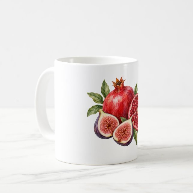 Halvor av granatäpple och fikon kaffemugg (Framsida vänster)