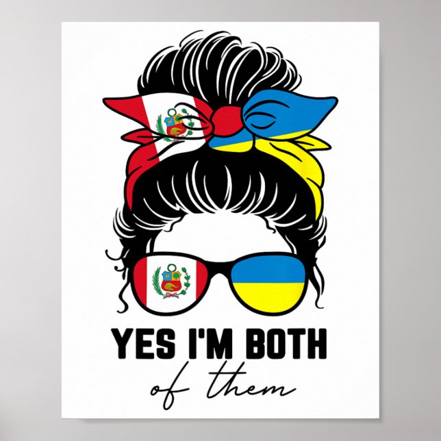 Halvperuansk Halvukrainsk Tjej Peru Ukraina Flagga Poster (Framsidan)