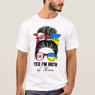 Halvperuansk Halvukrainskt Flick Peru Ukraina Flag T Shirt