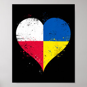 Halvpolsk Halvukrainsk Ett Hjärta Med Polen Ukr Poster