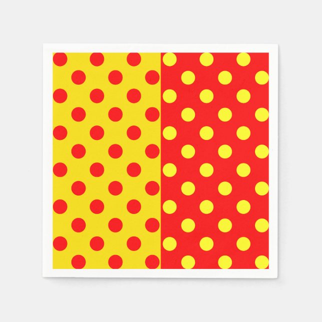 Halvröd Gult Polka dots Mönster Design Pappersservett (Framsidan)