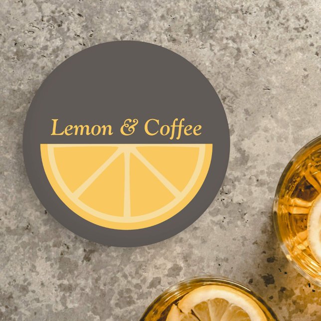 Halvsegment av citron underlägg papper rund (Lemon Half-Slice Coaster)