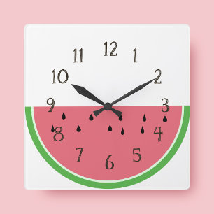 Halvsegmentets Rosa Watermelon Kitchen-köldlås Fyrkantig Klocka
