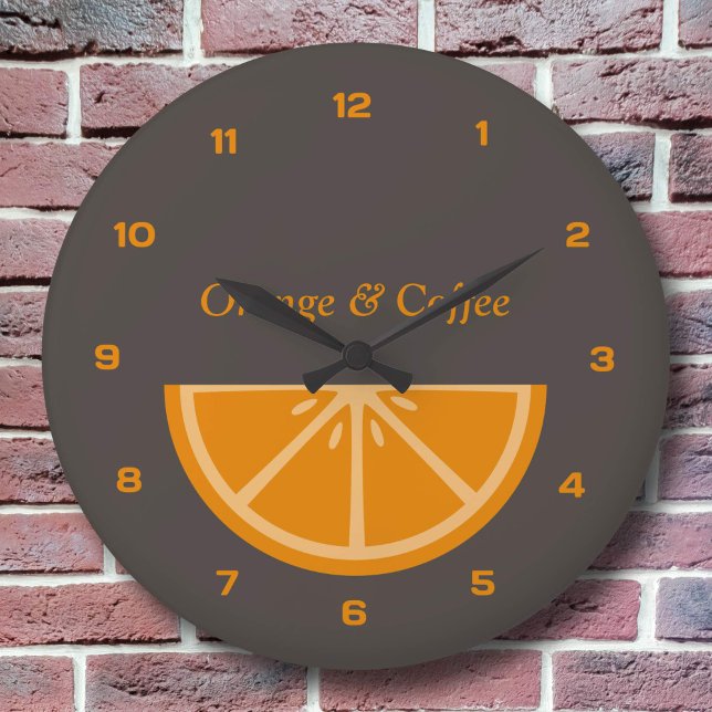 Halvsegmentsluss för orange med siffror stor klocka (Orange Half-Slice Clock with Numbers)
