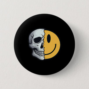 Halvskal Smile Ansikte Rave Skeleton 70 s 90 t Ta Knapp