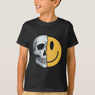 Halvskal Smile Ansikte Rave Skeleton 70 s 90 t Ta Shirt