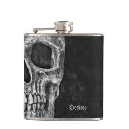 Halvskullhuvud, gotisk Coola, svart och vit bläckf Fickplunta