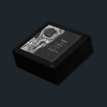 Halvskullig svart och vit Bröllop Minnesask<br><div class="desc">Gothic macabre grunge struktur svart och vit tryckt halva skalle bröllop keepsaklåda för nylweds. Spooky,  läskigt,  ondskefullt,  ondskefullt. Anpassningsbar,  trendig,  unik,  modern,  skrämmande Halloween-coola-design. Upphovsrätt Marg Seregelyi Fotography.</div>