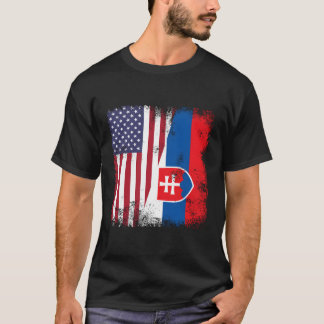 Halvslovakiska slovakiska Flagga- Slovakien, USA T Shirt
