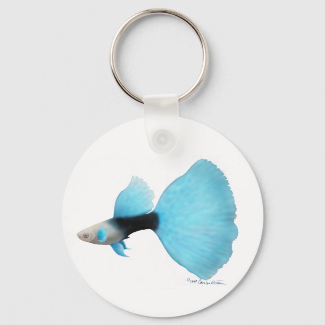 Halvsvart blått Finare-guppy Nyckelring (Framsida)
