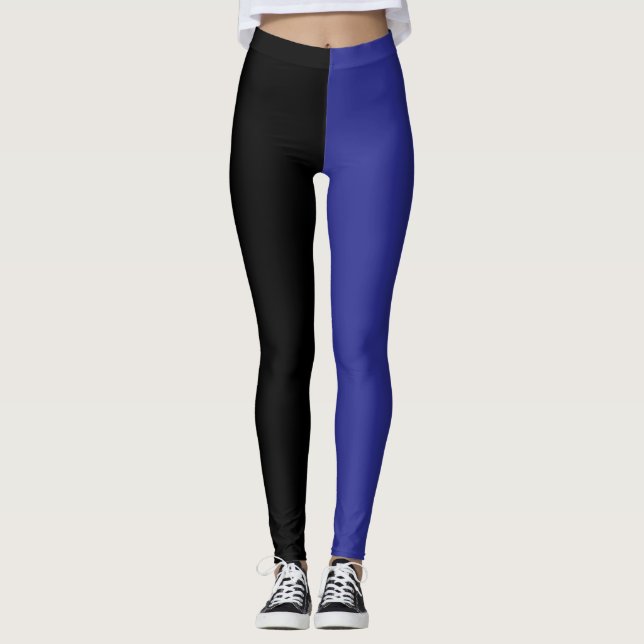 Halvsvart halvsvart, svart, svart Royal Blå Hallow Leggings (Framsida)