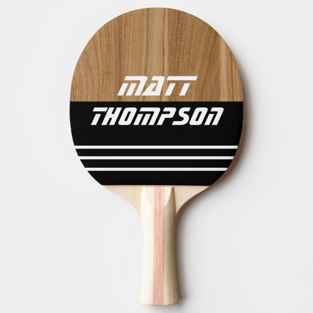 Halvsvart halvträs Ping Pong Paddle med Namn Pingisracket (Framsidan)