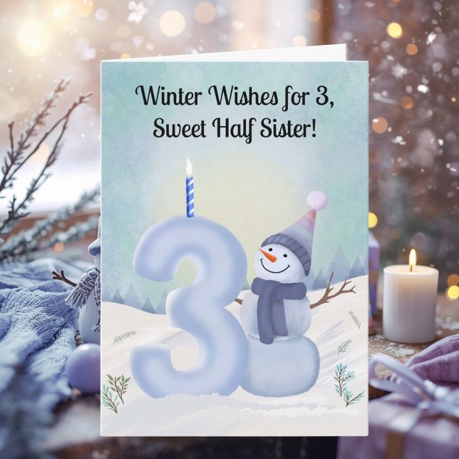 Halvsyster 3-års födelsedag Snömannen Snöig Tre Kort (Skapare uppladdad)