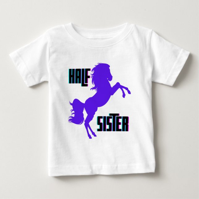 Halvsyster Lila Pony Syskon T Shirt (Framsida)