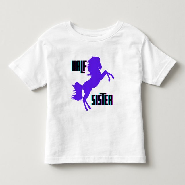 Halvsyster Lila Pony Syskon T Shirt (Framsida)
