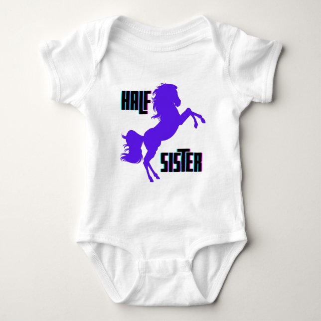 Halvsyster Lila Pony Syskon T Shirt (Framsida)