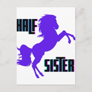 Halvsyster Lila Pony Syskon Vykort