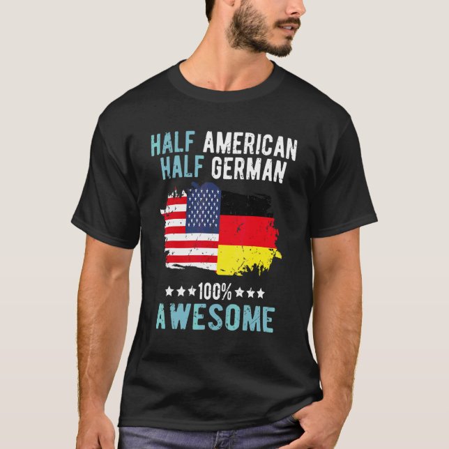 Halvt amerikan Halvt tysk T Shirt (Framsida)