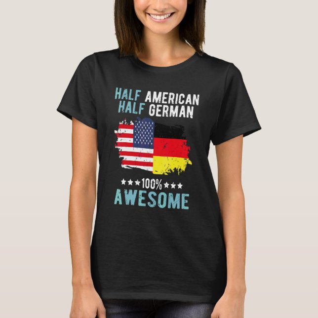Halvt amerikan Halvt tysk T Shirt (Framsida)