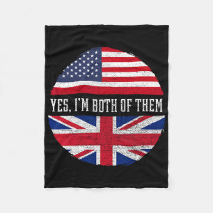 Halvt amerikansk Halvt brittisk USA Flagga Storbri Fleecefilt