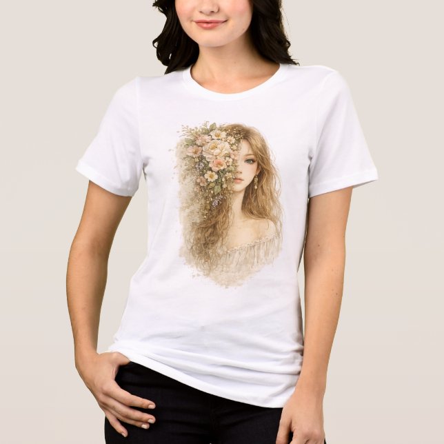 Halvt blomsteransikte t shirt (Framsida)