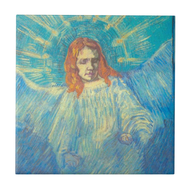 Halvt figur av en ängel av Vincent van Gogh Kakelplatta (Framsidan)
