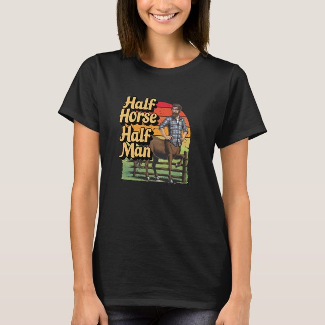 Halvt Häst Halvt Man Rollig Centaur Retrodesign T Shirt (Framsida)
