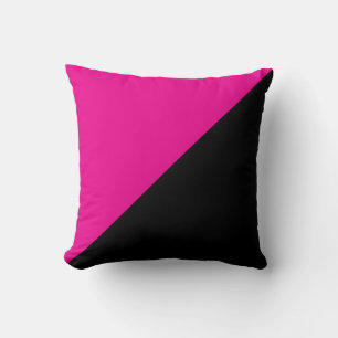 Halvt het rosa och svart diagonalt färgblock kudde