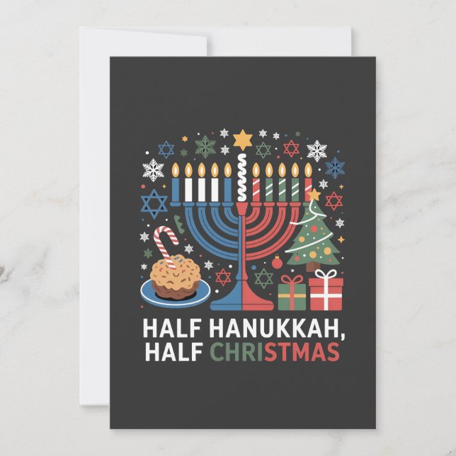Halvt jul halv Hannuka Christmukkah Roligt Inbjudningar (Framsida)
