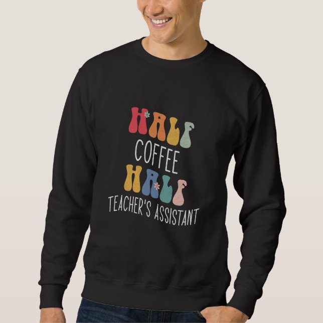 Halvt kaffe Halvt lärarassistent Groovy Inspir Lång Ärmad Tröja (Framsida)