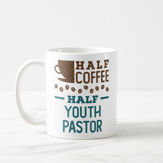 Halvt kaffe halvt ungdomspastor kaffemugg (Vänster)