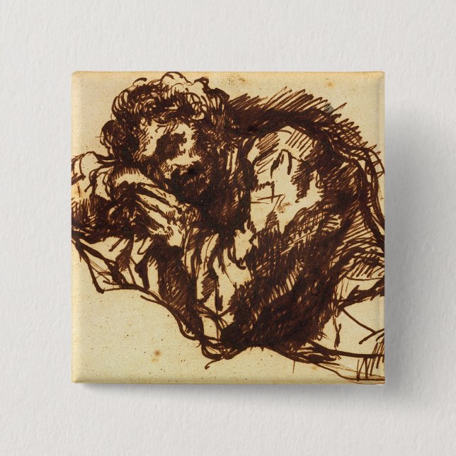 Halvt längdporträtt av en man som böjer över knapp (Framsida)