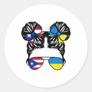 Halvt puertoricansk halvt ukrainsk flicka Puerto R Runt Klistermärke