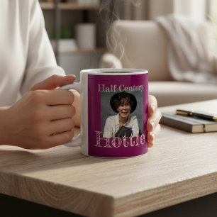 Halvt Sekels Hettis Burgunder Röd Text Design Kaffemugg